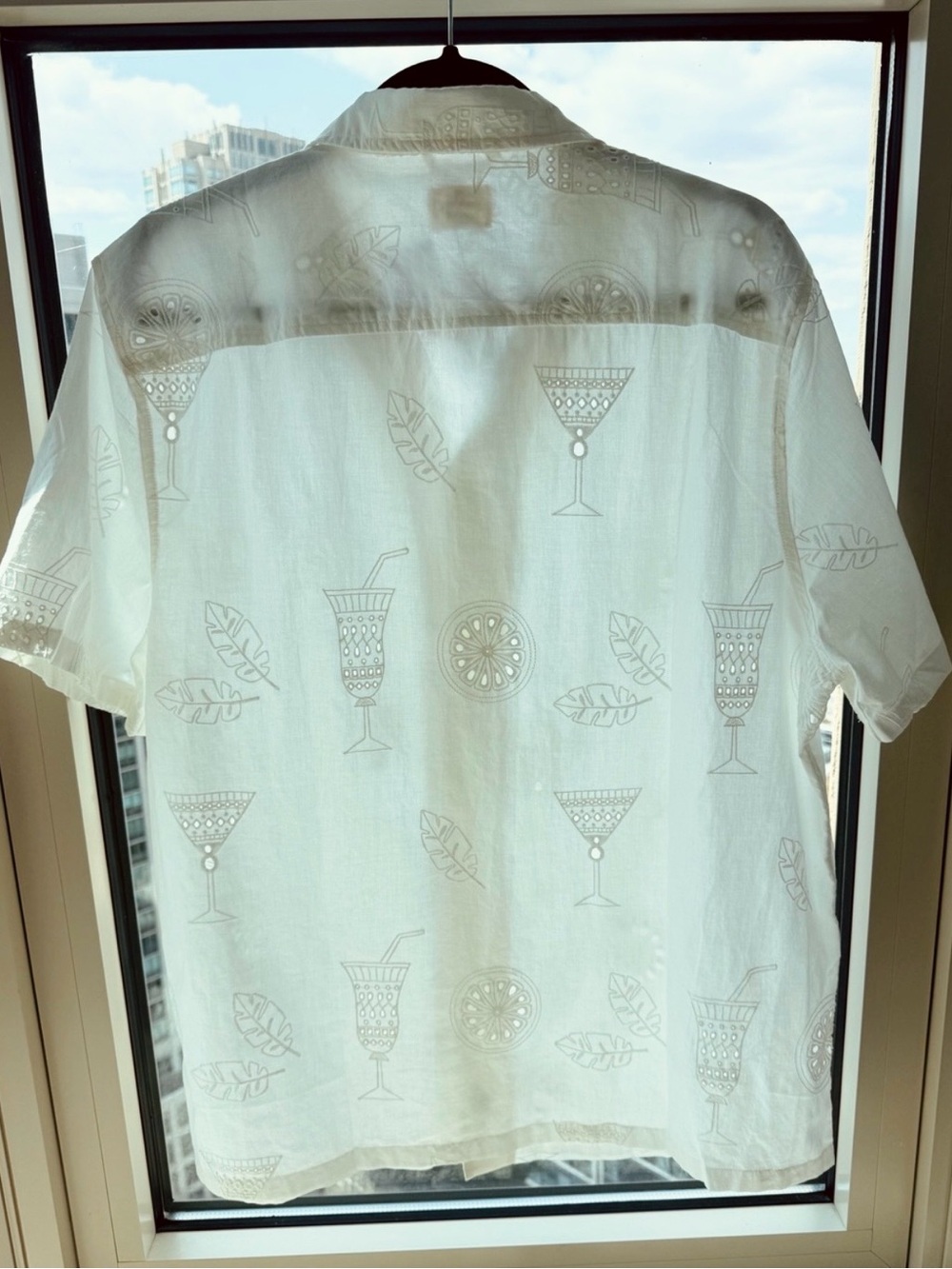 NWT Marine Layer Men’s White Short-Sleeve Embroidered Cotton Camp Shirt - Large - Picture 4 of 11